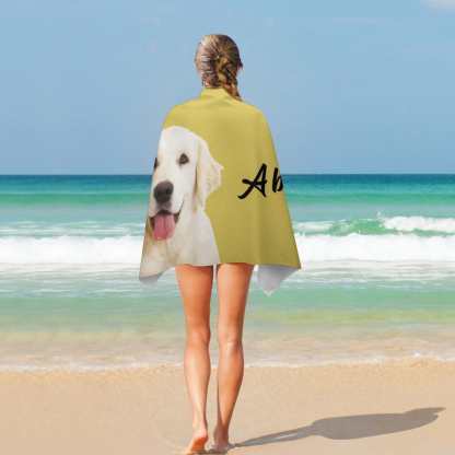 FacePajamas Bath Towel One Size Custom Dog's Photo And Name Bath Towel 30"x56" Beach Towel Kids Towel Pool Towel Camp Towel