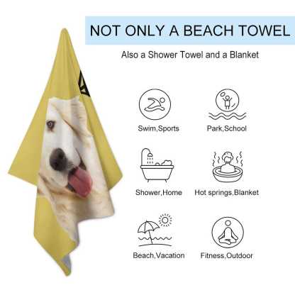FacePajamas Bath Towel One Size Custom Dog's Photo And Name Bath Towel 30"x56" Beach Towel Kids Towel Pool Towel Camp Towel