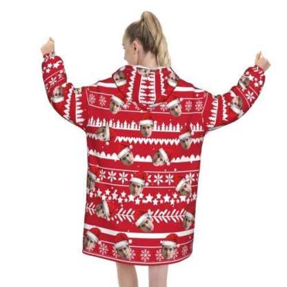 FacePajamas Pajama One Size Custom Face Christmas Hat Hooded Pajama Fleece Loungewear
