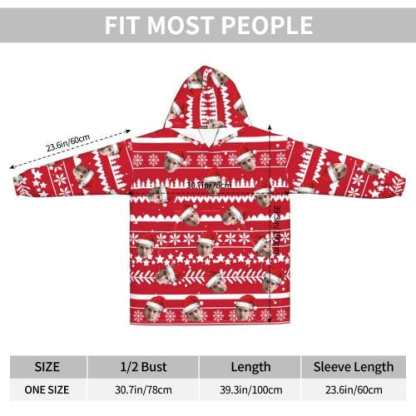 FacePajamas Pajama One Size Custom Face Christmas Hat Hooded Pajama Fleece Loungewear