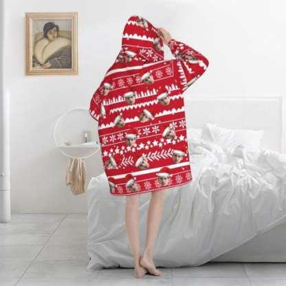 FacePajamas Pajama One Size Custom Face Christmas Hat Hooded Pajama Fleece Loungewear
