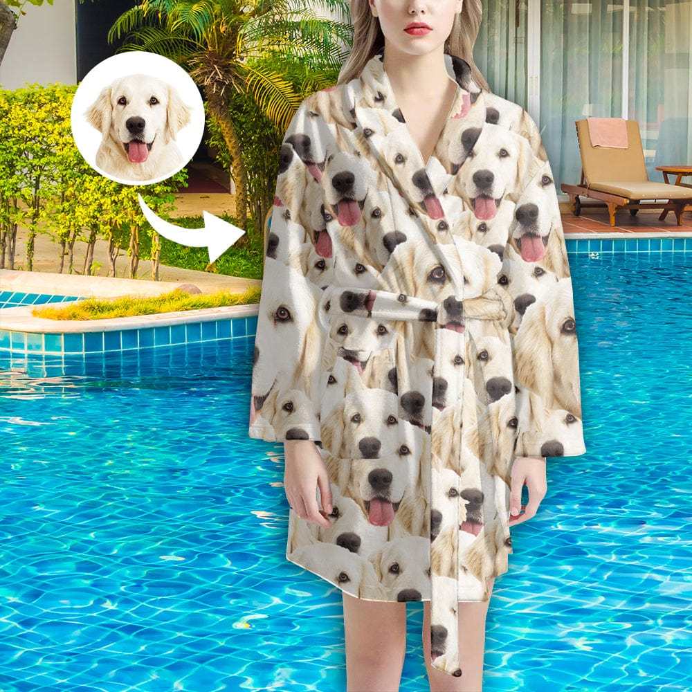 FacePajamas Pajama Bathrobe-2ML-ZD one size Custom Face Dog Smiley Face Women's Summer Bathrobe Gifts for Her