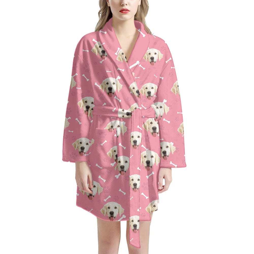 FacePajamas Pajama Bathrobe-2ML-ZD one size Custom Face Dog Smiley Face Women's Summer Bathrobe Gifts for Her