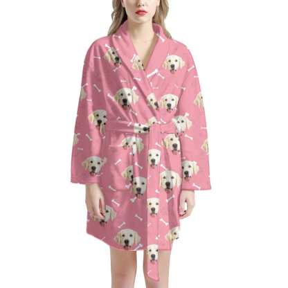 FacePajamas Pajama Bathrobe-2ML-ZD one size Custom Face Dog Smiley Face Women's Summer Bathrobe Gifts for Her