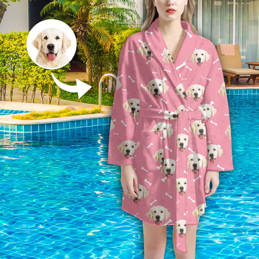 FacePajamas Pajama Bathrobe-2ML-ZD one size Custom Face Dog Smiley Face Women's Summer Bathrobe Gifts for Her