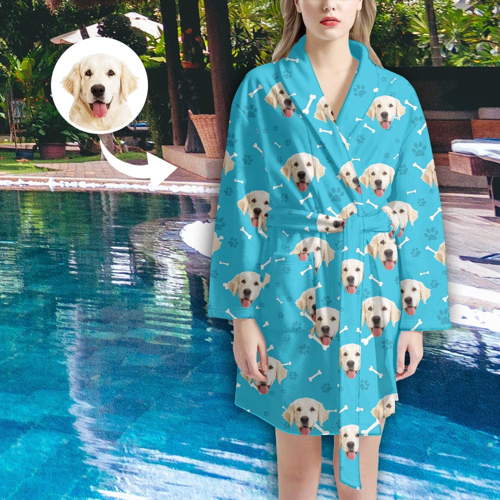 FacePajamas Pajama Bathrobe-2ML-ZD one size Custom Face Dog Smiley Face Women's Summer Bathrobe Gifts for Her