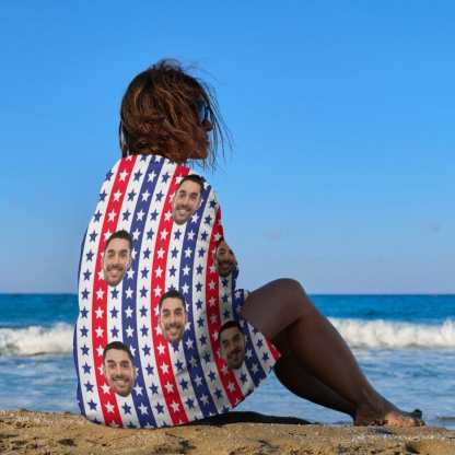 FacePajamas Bath Towel One Size Custom Face Flag Stars Bath Towel 30x56 Beach Towel Kids Towel Pool Towel Camp Towel