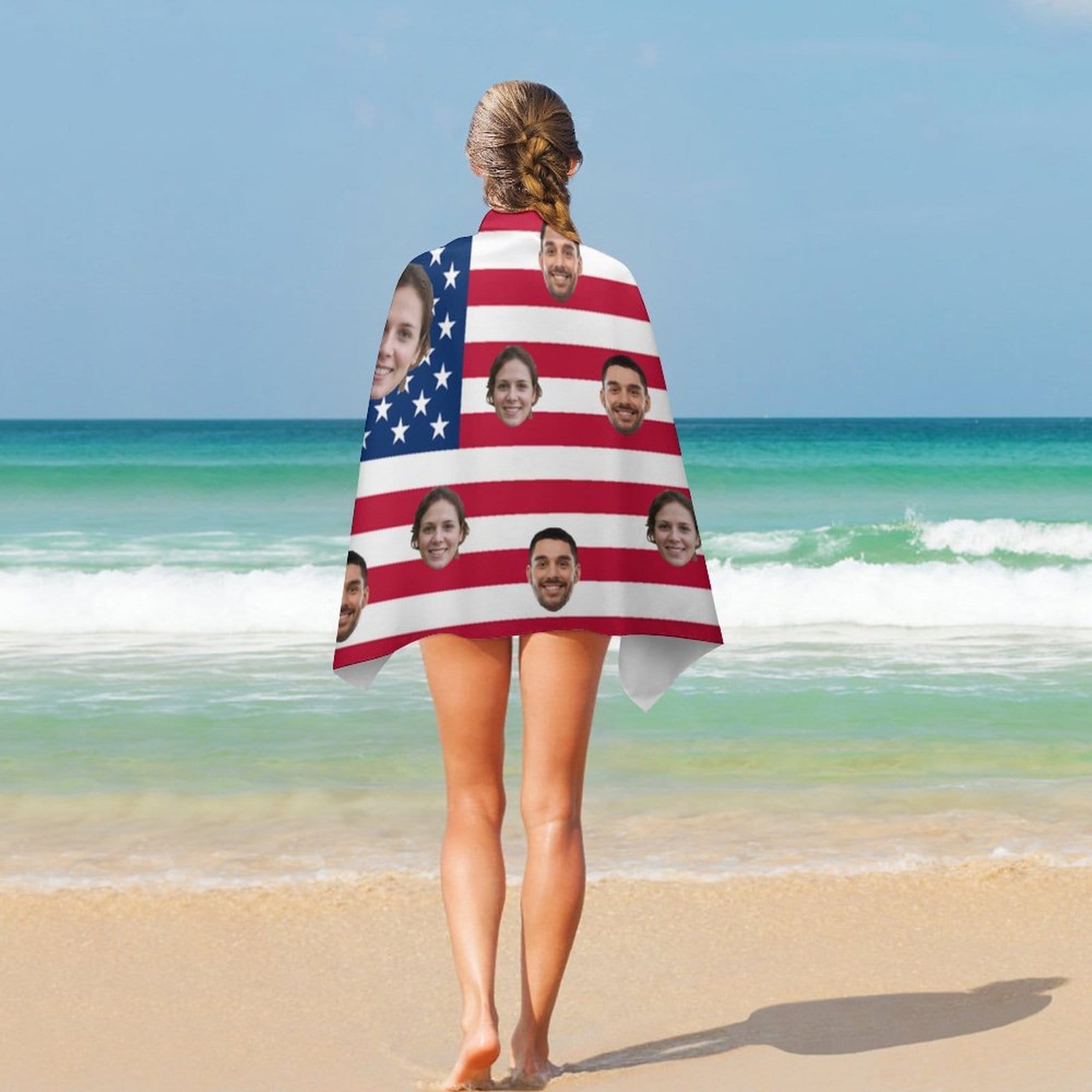 FacePajamas Bath Towel One Size Custom Face Flag Stripes Bath Towel 30x56 Beach Towel Kids Towel Pool Towel Camp Towel