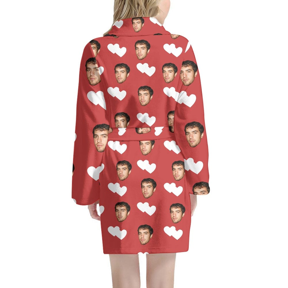 FacePajamas Pajama Bathrobe-2ML-ZD one size Custom Face Love Heart Women's Summer Bathrobe Gifts for Her