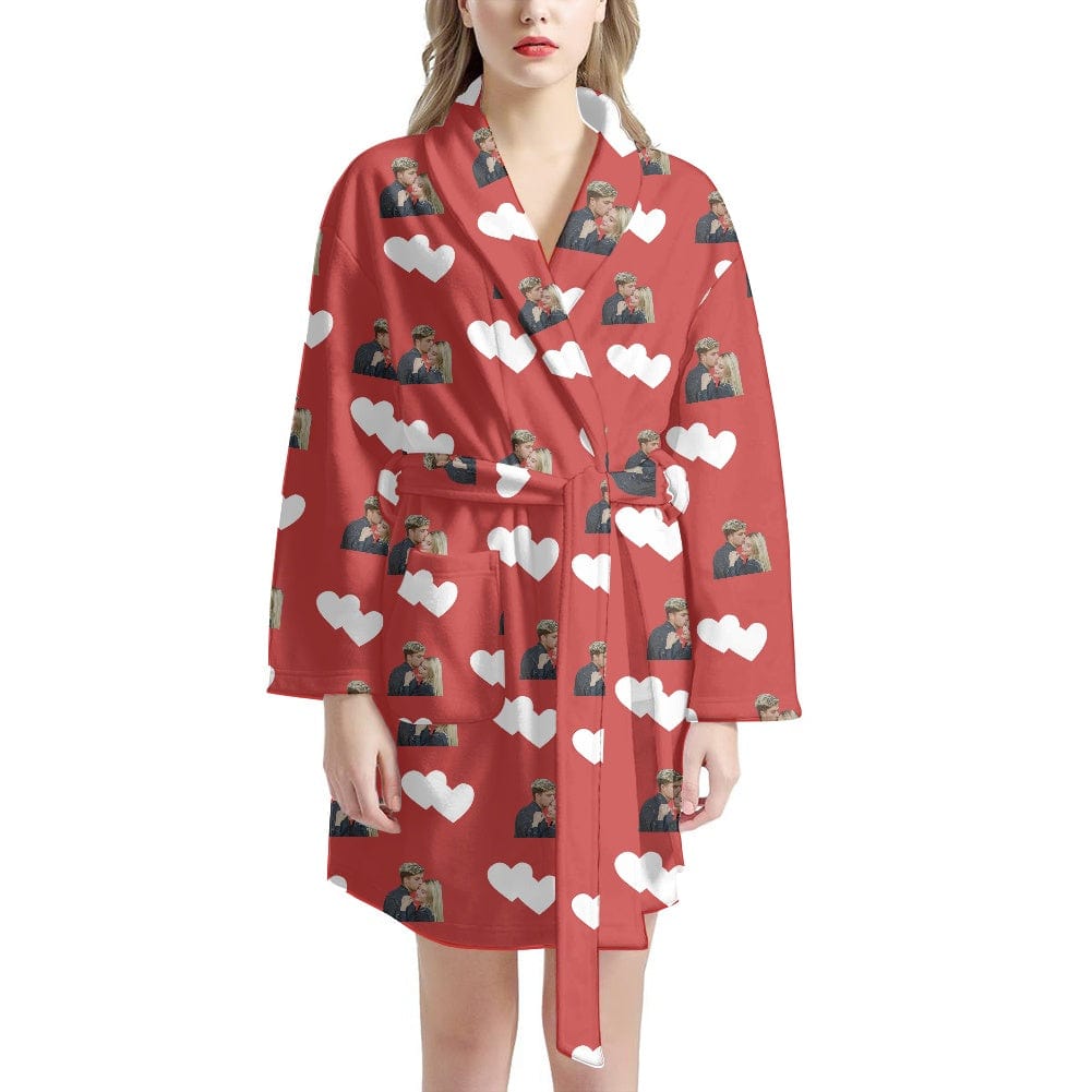 FacePajamas Pajama Bathrobe-2ML-ZD one size Custom Face Love Heart Women's Summer Bathrobe Gifts for Her