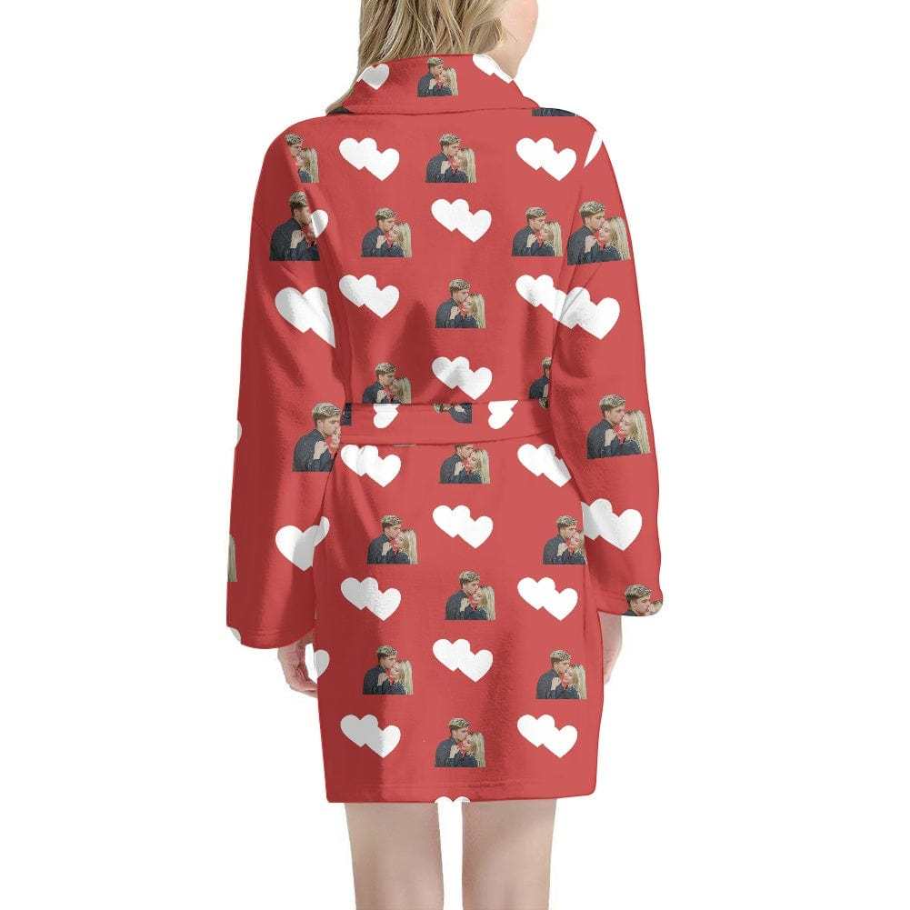 FacePajamas Pajama Bathrobe-2ML-ZD one size Custom Face Love Heart Women's Summer Bathrobe Gifts for Her