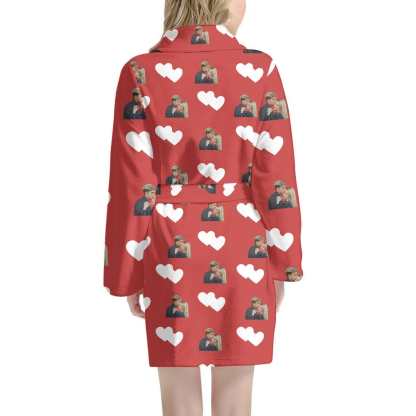 FacePajamas Pajama Bathrobe-2ML-ZD one size Custom Face Love Heart Women's Summer Bathrobe Gifts for Her