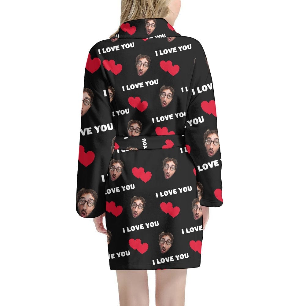 FacePajamas Pajama Bathrobe-2ML-ZD one size Custom Face Love You Women's Summer Bathrobe Gifts for Her