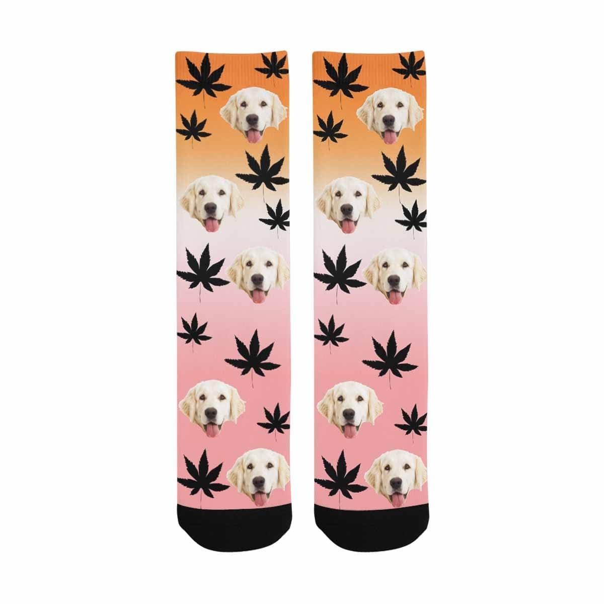 FacePajamas Sublimated Crew Socks One Size Custom Face Pet Socks Funny Printed Photo Pet Socks Personalized Maple Leaf Sublimated Crew Socks