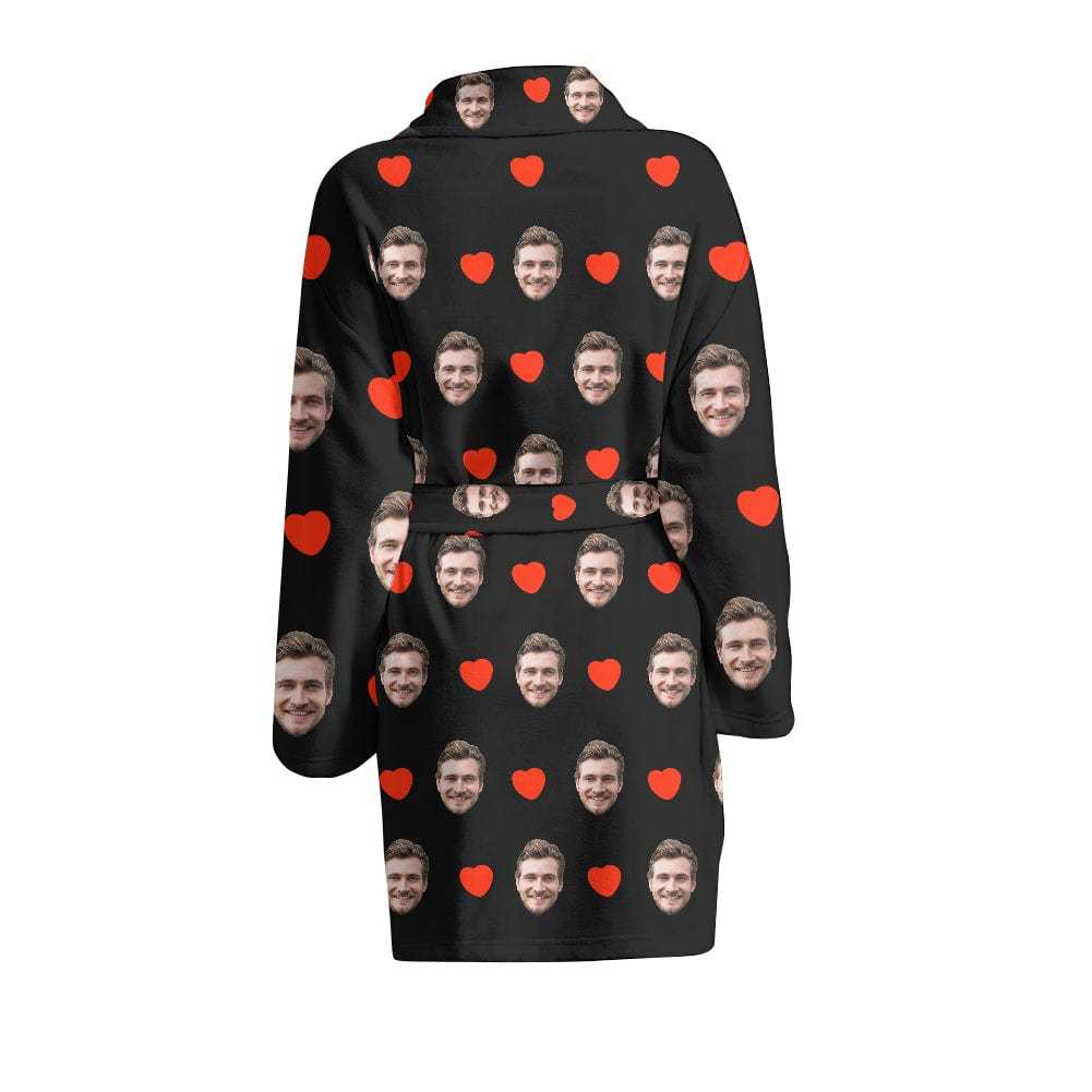FacePajamas Pajama Bathrobe-2ML-ZD one size Custom Face Red Heart Women's Summer Bathrobe Gifts for Her