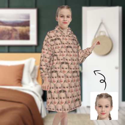 FacePajamas Pajama One Size Custom Face Seamless Kids Hooded Pajama Fleece Loungewear