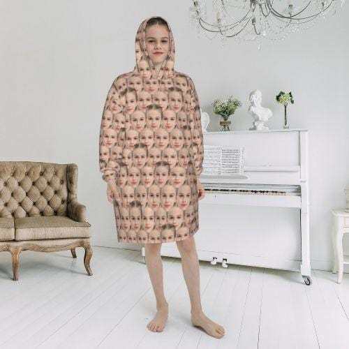 FacePajamas Pajama One Size Custom Face Seamless Kids Hooded Pajama Fleece Loungewear