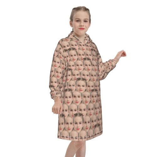 FacePajamas Pajama One Size Custom Face Seamless Kids Hooded Pajama Fleece Loungewear