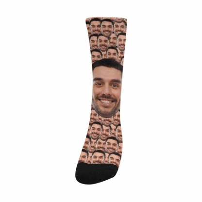 FacePajamas Sublimated Crew Socks One Size Custom Face Smash Sublimated Crew Socks Personalized Photo Socks Unisex Gift for Men Women