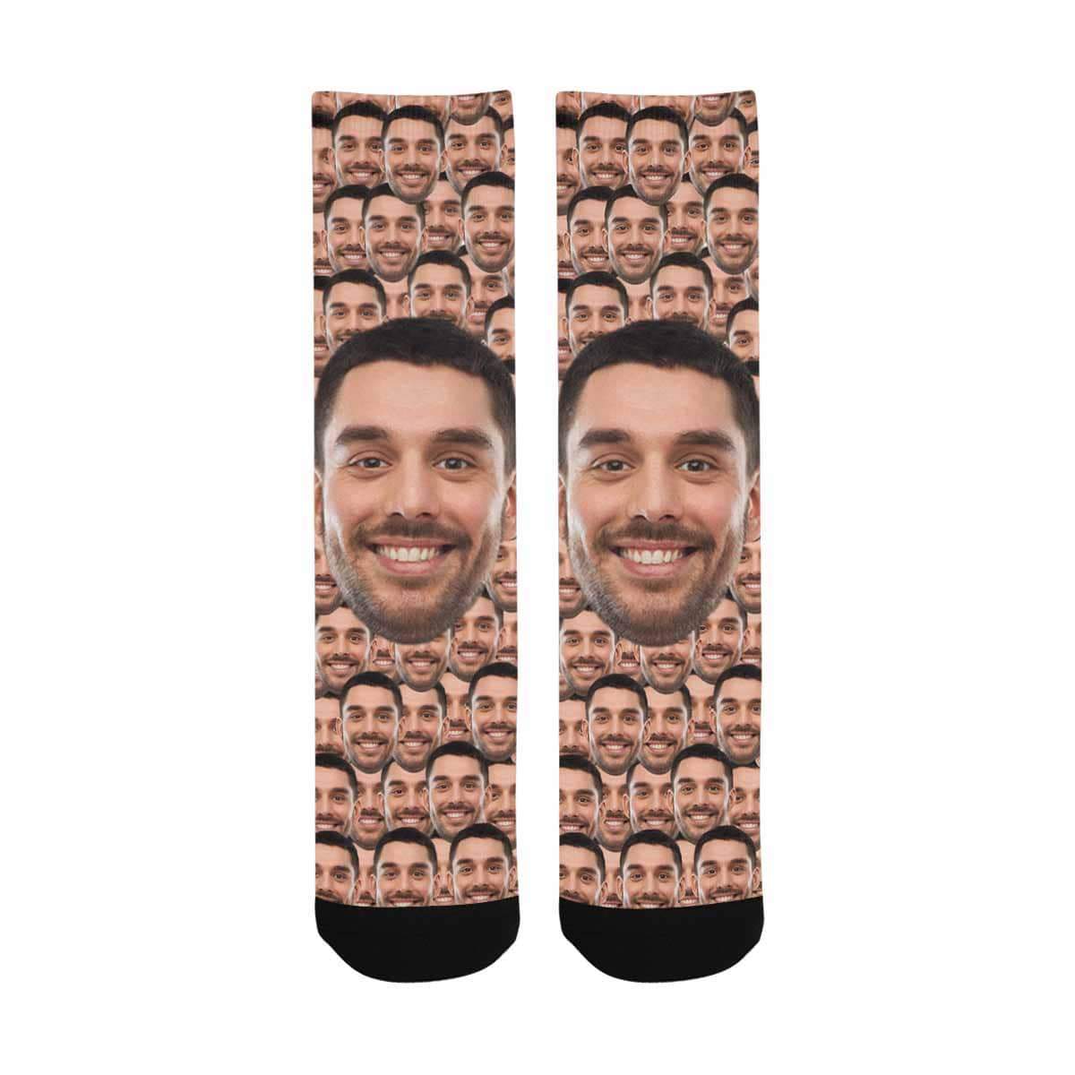 FacePajamas Sublimated Crew Socks One Size Custom Face Smash Sublimated Crew Socks Personalized Photo Socks Unisex Gift for Men Women