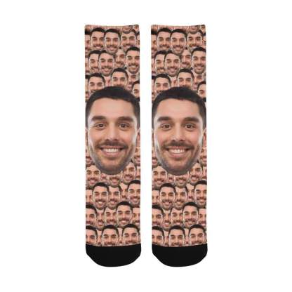 FacePajamas Sublimated Crew Socks One Size Custom Face Smash Sublimated Crew Socks Personalized Photo Socks Unisex Gift for Men Women