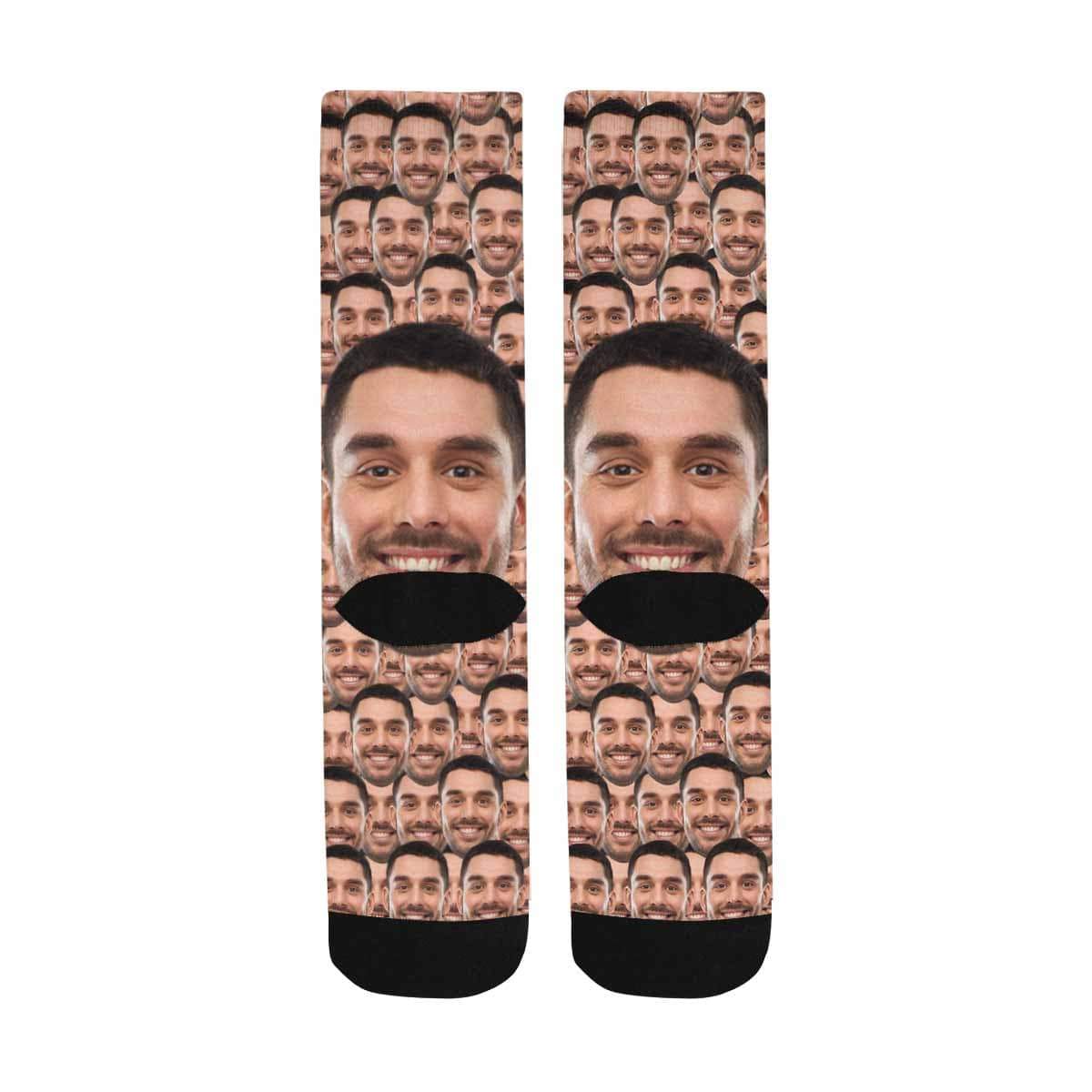 FacePajamas Sublimated Crew Socks One Size Custom Face Smash Sublimated Crew Socks Personalized Photo Socks Unisex Gift for Men Women