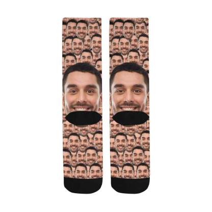 FacePajamas Sublimated Crew Socks One Size Custom Face Smash Sublimated Crew Socks Personalized Photo Socks Unisex Gift for Men Women