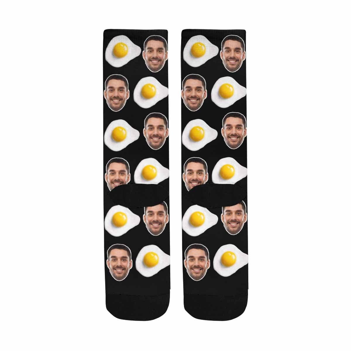 FacePajamas Sublimated Crew Socks One Size Custom Face Socks Personalized Poached Egg Photo Sublimated Crew Socks Funny Gift