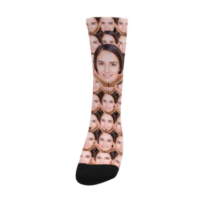 FacePajamas Sublimated Crew Socks One Size Custom Face Socks Print Your Photo Best Personalized Sublimated Crew Socks Funny Photo Socks Unisex Gift for Men Women