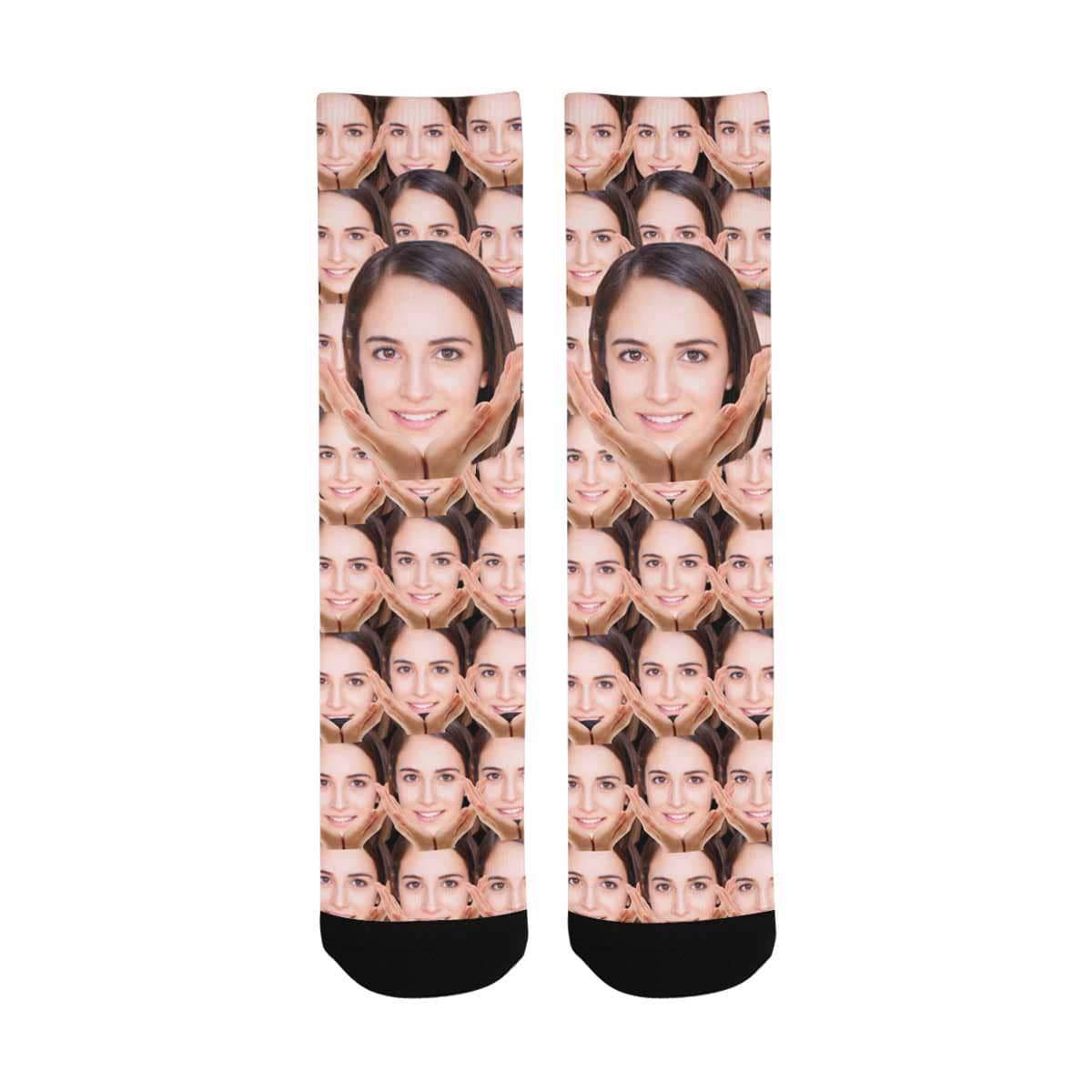 FacePajamas Sublimated Crew Socks One Size Custom Face Socks Print Your Photo Best Personalized Sublimated Crew Socks Funny Photo Socks Unisex Gift for Men Women