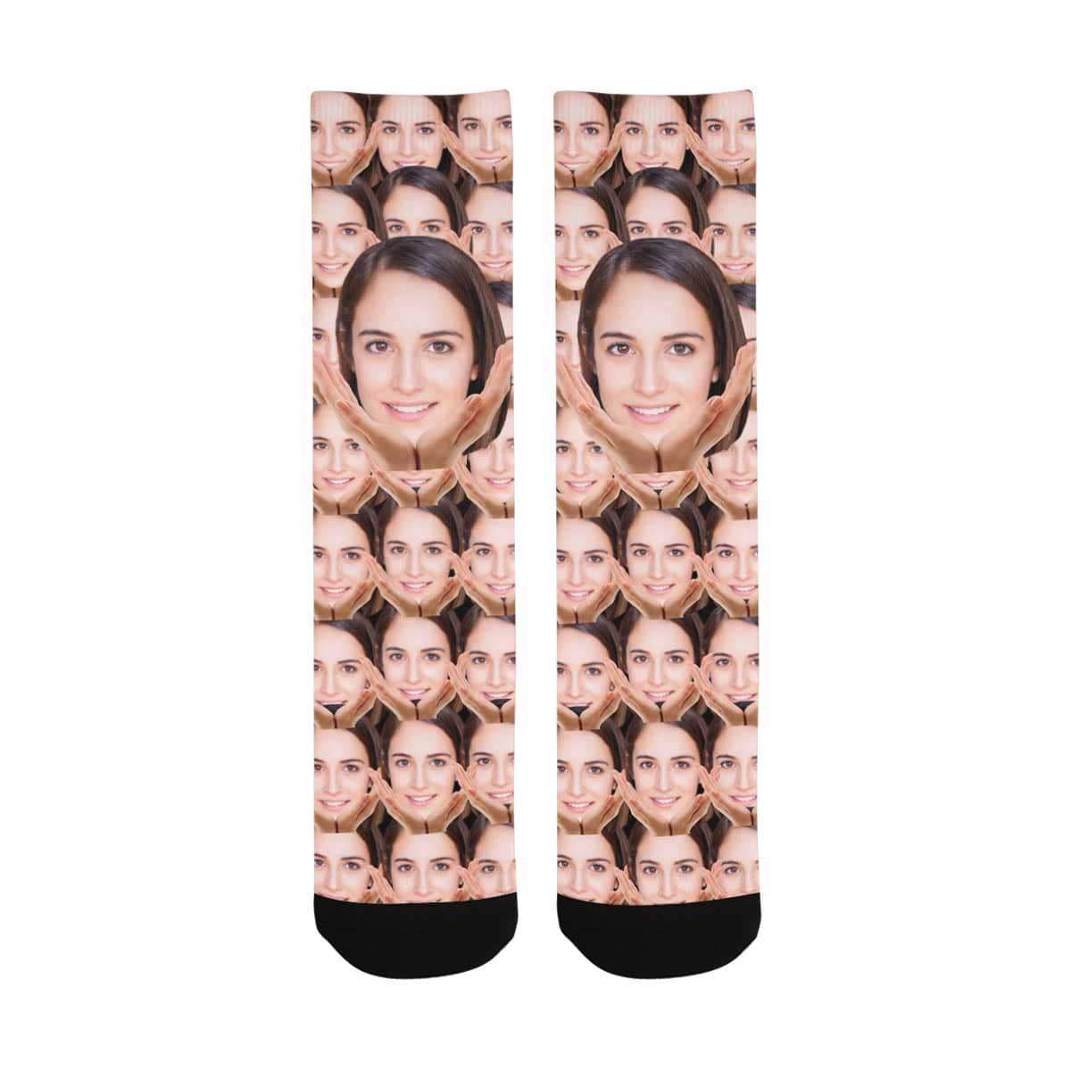 FacePajamas Sublimated Crew Socks One Size Custom Face Socks Print Your Photo Best Personalized Sublimated Crew Socks Funny Photo Socks Unisex Gift for Men Women