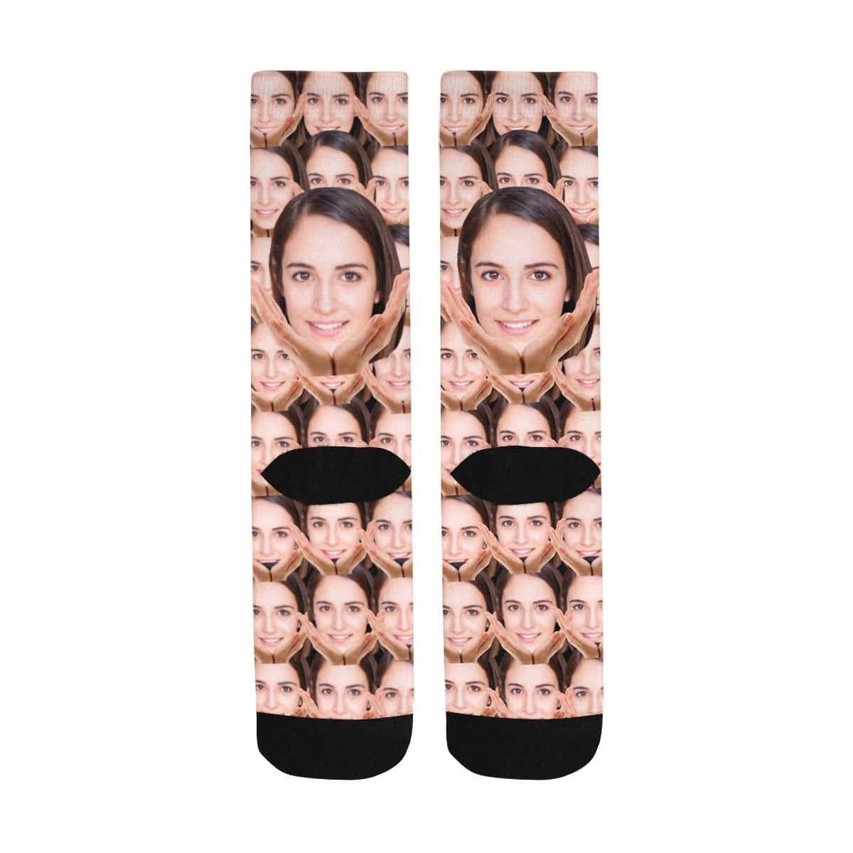 FacePajamas Sublimated Crew Socks One Size Custom Face Socks Print Your Photo Best Personalized Sublimated Crew Socks Funny Photo Socks Unisex Gift for Men Women