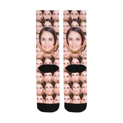 FacePajamas Sublimated Crew Socks One Size Custom Face Socks Print Your Photo Best Personalized Sublimated Crew Socks Funny Photo Socks Unisex Gift for Men Women