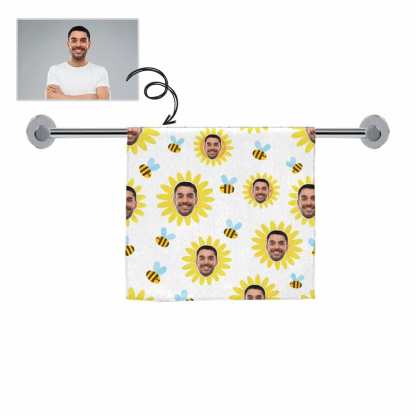 FacePajamas Towel One Size Custom Face White Sunflower Towel