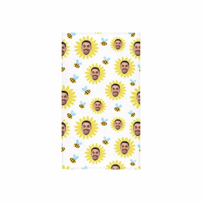 FacePajamas Towel One Size Custom Face White Sunflower Towel