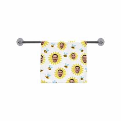 FacePajamas Towel One Size Custom Face White Sunflower Towel