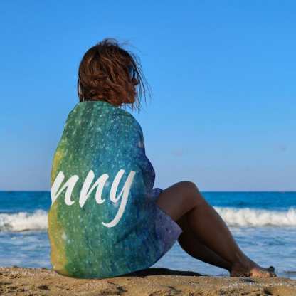 FacePajamas Bath Towel One Size Custom Name Rainbow  Bath Towel 30"x56" Beach Towel Kids Towel Pool Towel Camp Towel