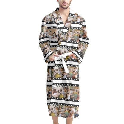 FacePajamas Pajama Bathrobe-2ML-ZD one size Custom Photo Tape Style Robe Men's Summer Bathrobe Gifts for Him-Father's Day Gift