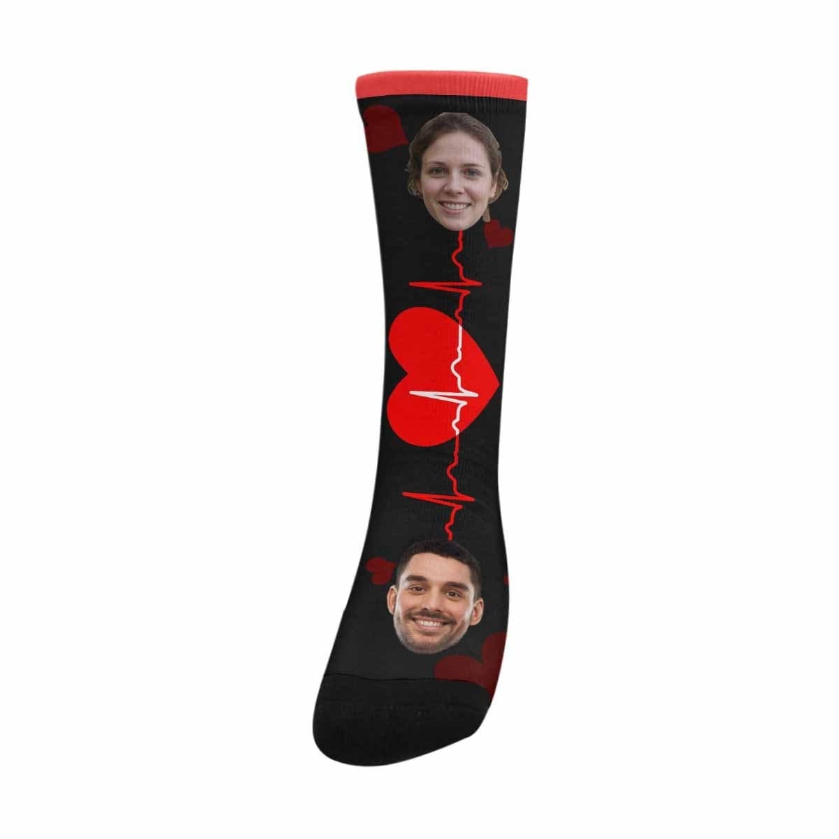 FacePajamas Sublimated Crew Socks One Size Custom Socks with Face Personalized Photo Electrocardiogram Sublimated Crew Socks Unisex Gift for Men Women