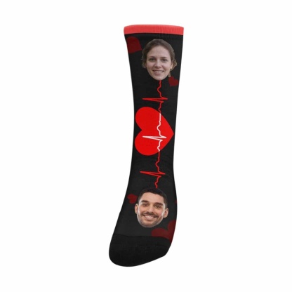 FacePajamas Sublimated Crew Socks One Size Custom Socks with Face Personalized Photo Electrocardiogram Sublimated Crew Socks Unisex Gift for Men Women