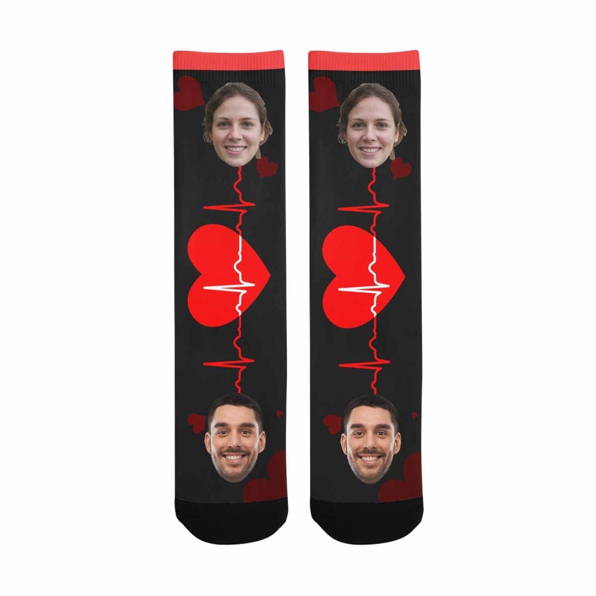 FacePajamas Sublimated Crew Socks One Size Custom Socks with Face Personalized Photo Electrocardiogram Sublimated Crew Socks Unisex Gift for Men Women