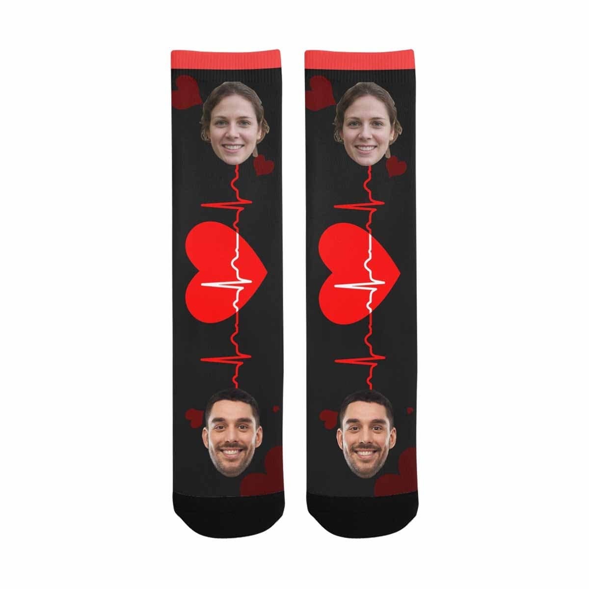 FacePajamas Sublimated Crew Socks One Size Custom Socks with Face Personalized Photo Electrocardiogram Sublimated Crew Socks Unisex Gift for Men Women
