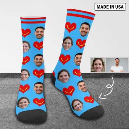 FacePajamas Sublimated Crew Socks One Size Custom Socks with Face Personalized Photo Love Sublimated Crew Socks