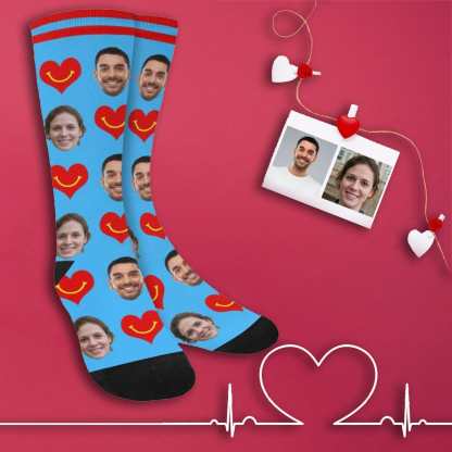 FacePajamas Sublimated Crew Socks One Size Custom Socks with Face Personalized Photo Love Sublimated Crew Socks