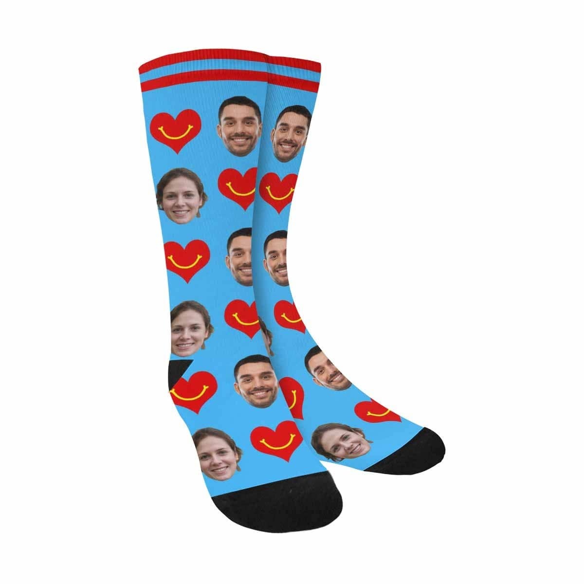 FacePajamas Sublimated Crew Socks One Size Custom Socks with Face Personalized Photo Love Sublimated Crew Socks