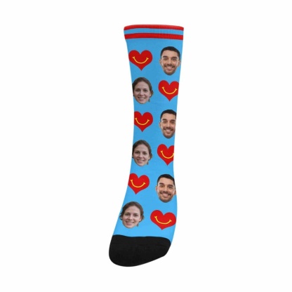 FacePajamas Sublimated Crew Socks One Size Custom Socks with Face Personalized Photo Love Sublimated Crew Socks