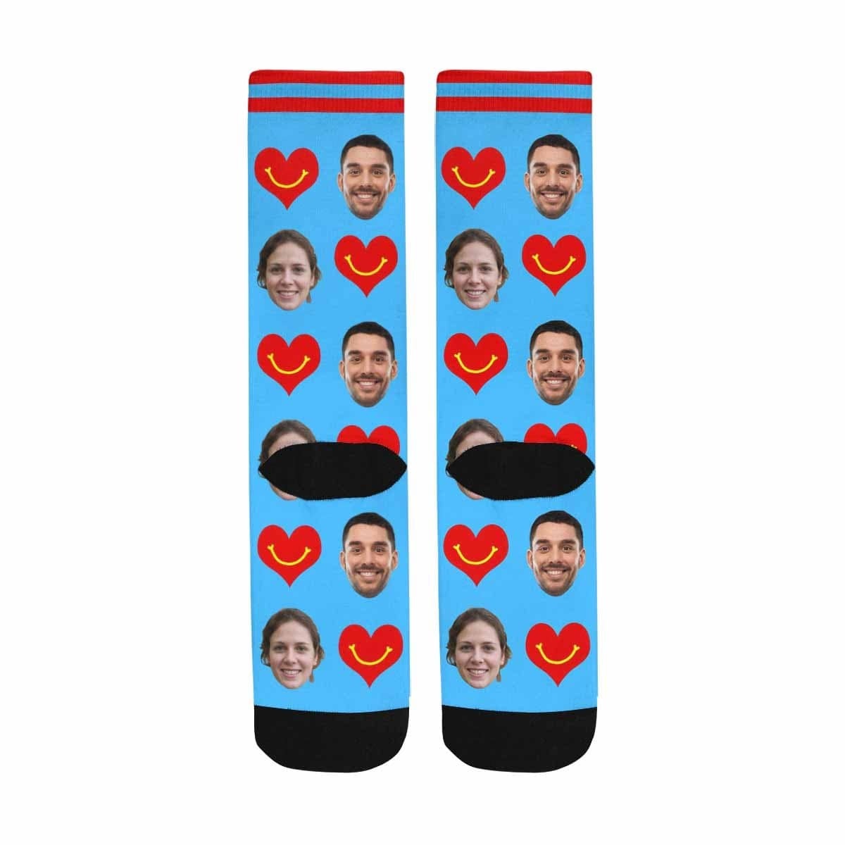 FacePajamas Sublimated Crew Socks One Size Custom Socks with Face Personalized Photo Love Sublimated Crew Socks
