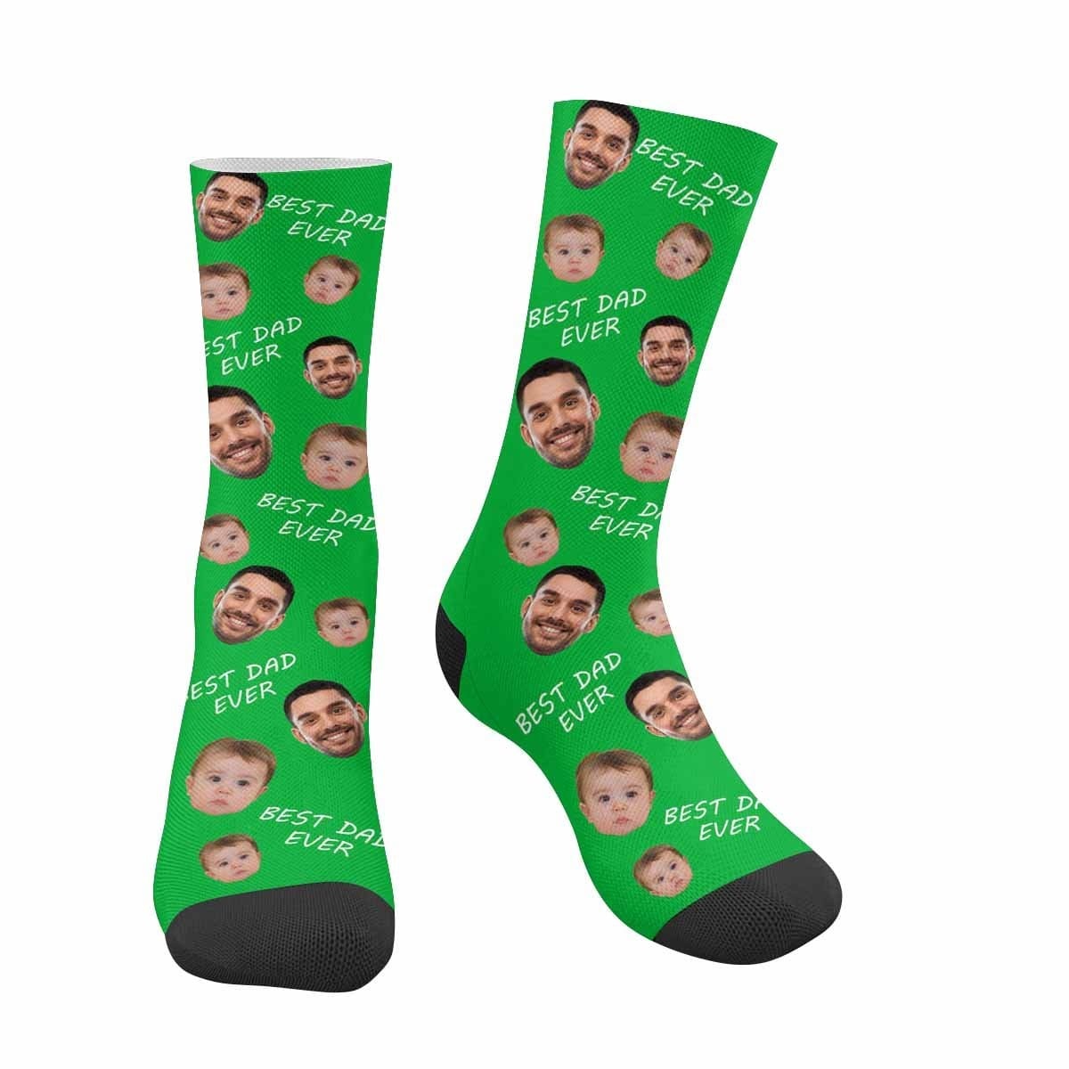 FacePajamas Sublimated Crew Socks One Size / Green [Made In AU] Personalized Photo Socks Custom Face Best Dad Ever Father's Day Sublimated Crew Socks