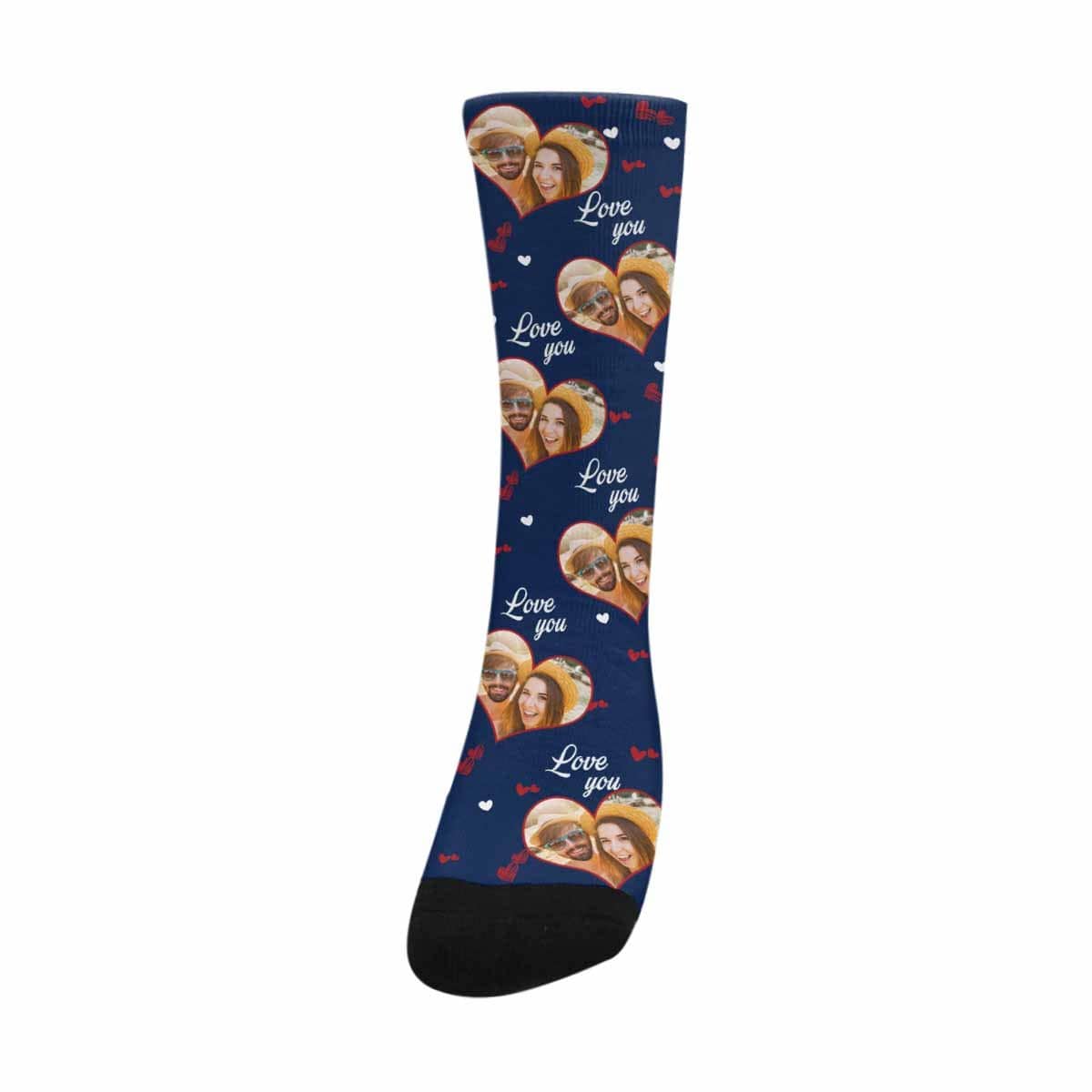 FacePajamas Sublimated Crew Socks One Size Personalized Photo Couple Socks Custom Love Sublimated Crew Socks Unisex Gift for Men Women