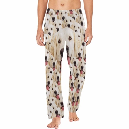 FacePajamas Pajama Shirt&Pants Pajama Pants / S Pajama Shirt&Pajama Pants-Custom Pet Pajamas Face Dog Men's Sleepwear Personalized Photo Men's V-Neck Long Pajama Set